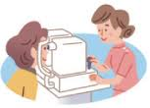 眼底検査を受ける女性のイラスト